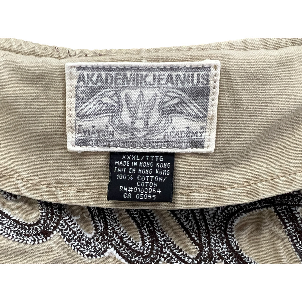 Akademiks Bomber Jacket Men's XXXL Black Hornets Beige Retro Street wear Vintage - Picture 11 of 14